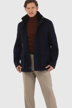 Men's Loro Piana Wool Jacket With Detachable Select Shearling Lamb Collar