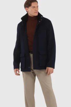 Men's Loro Piana Wool Jacket With Detachable Select Shearling Lamb Collar