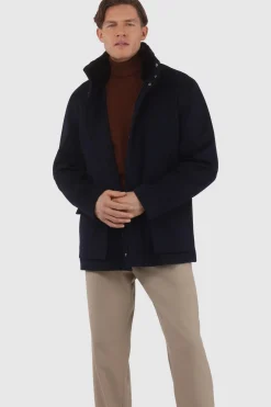 Men's Loro Piana Wool Jacket With Detachable Select Shearling Lamb Collar