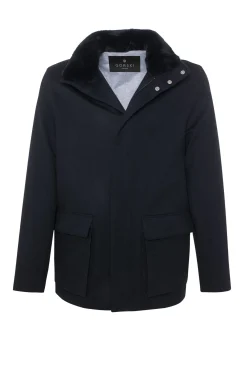 Men's Loro Piana Wool Jacket With Detachable Select Shearling Lamb Collar