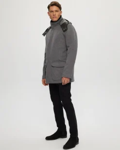 Men's Loro Piana Wool Parka With Detachable Hood And Merino Shearling Lamb Collar