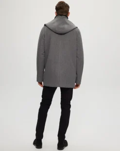 Men's Loro Piana Wool Parka With Detachable Hood And Merino Shearling Lamb Collar