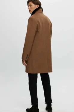 Men's Loro Piana Wool Short Coat With Select Shearling Lamb Collar