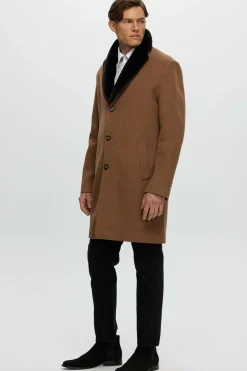 Men's Loro Piana Wool Short Coat With Select Shearling Lamb Collar