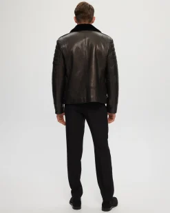 MENS NAPPA MOTO JACKET WITH SHEARLING LAMB LINING