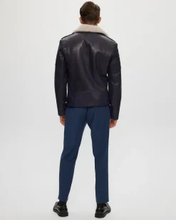 MENS NAPPA MOTO JACKET WITH SHEARLING LAMB LINING