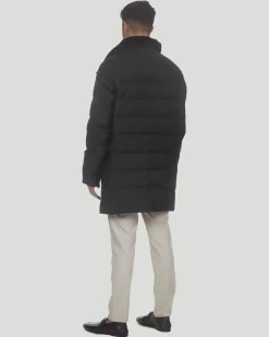 Men's Quilted Wool Stroller With Detachable Select Shearling Lamb Collar