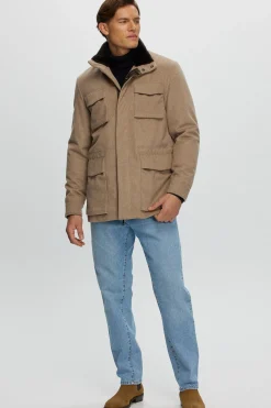 Men's Select Fabric Jacket With Merino Shearling Lamb Collar