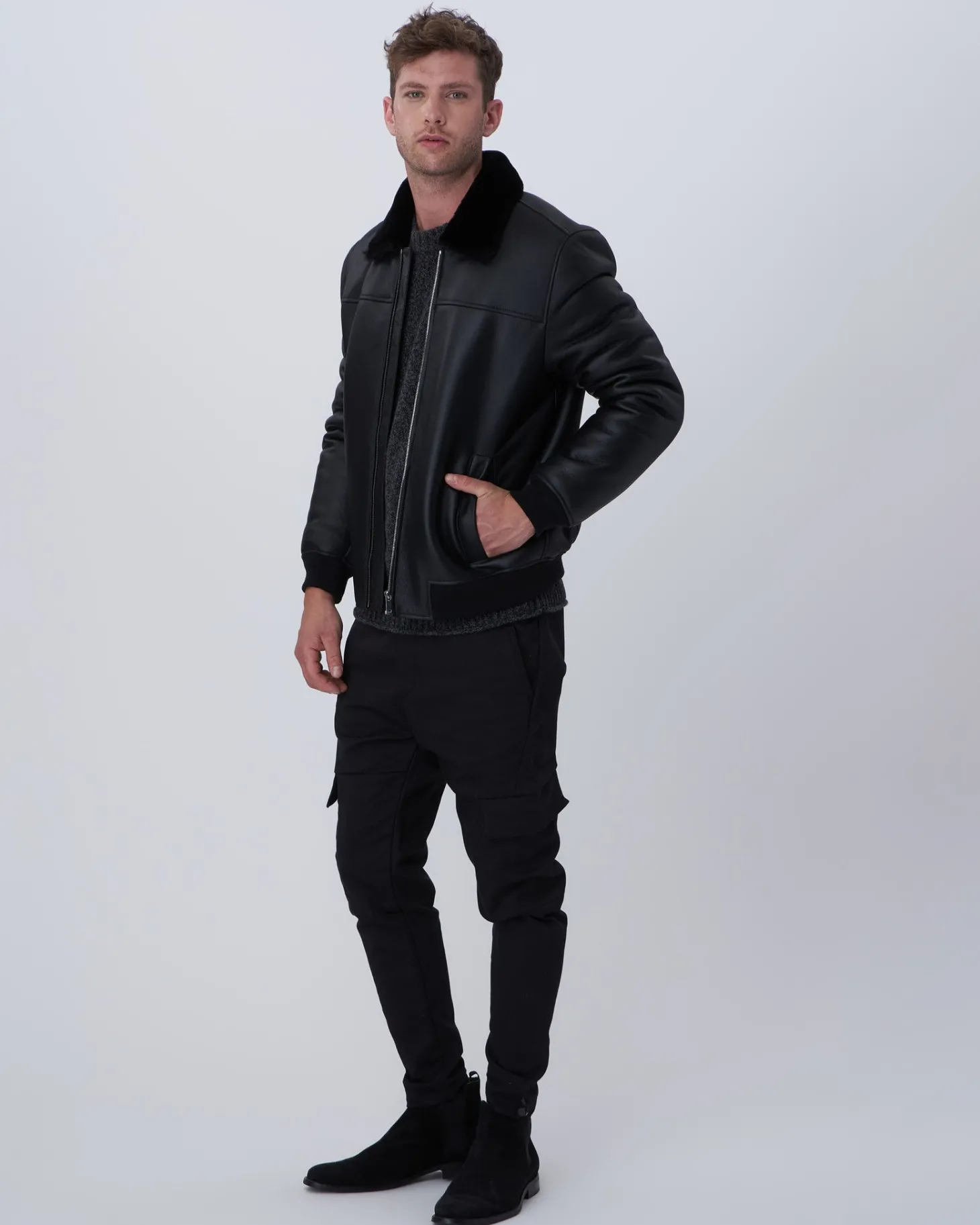 Men's Select Shearling Lamb Bomber Jacket