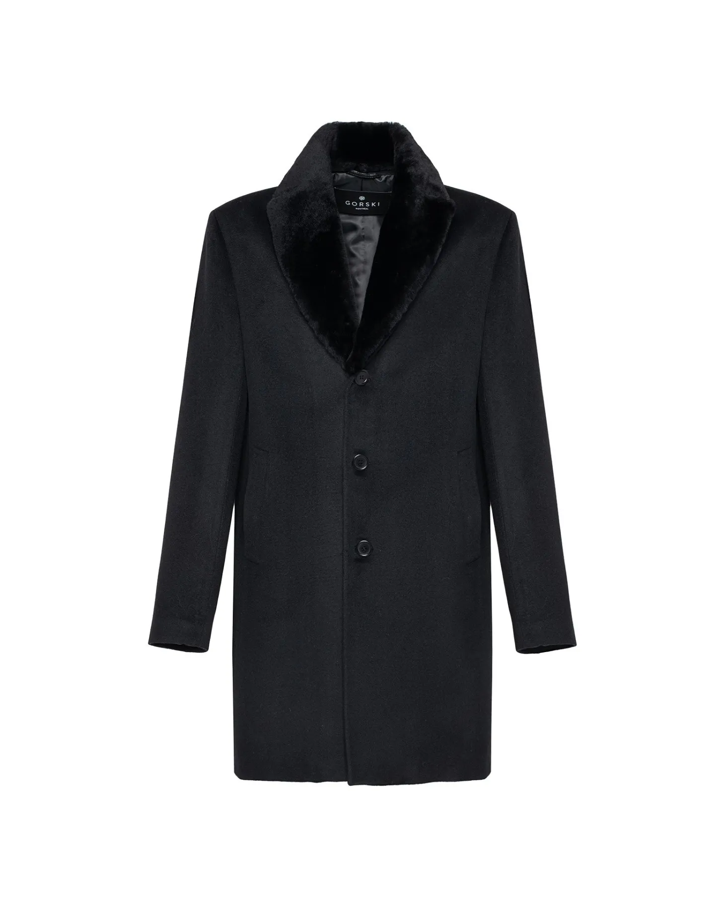 Men's Wool Short Coat With Detachable Merino Shearling Lamb Collar