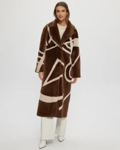 Merino Shearling Lamb Coat With Intarsia
