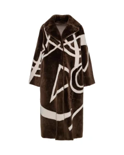 Merino Shearling Lamb Coat With Intarsia