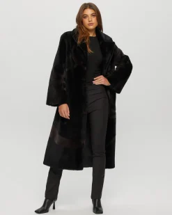 Merino Shearling Lamb Coat With Intarsia