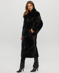 Merino Shearling Lamb Coat With Intarsia