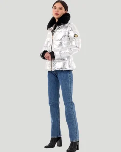Metallic Après-Ski Jacket With Detachable Toscana Shearling Lamb Collar