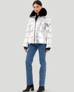 Metallic Après-Ski Jacket With Detachable Toscana Shearling Lamb Collar