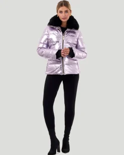 Metallic Après-Ski Jacket With Detachable Toscana Shearling Lamb Collar