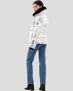 Metallic Après-Ski Jacket With Detachable Toscana Shearling Lamb Collar