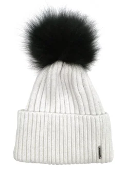 Metallic Wool Blend Knit Hat With Select Lamb Pompom