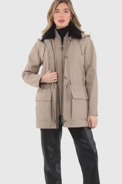 Parka With Detachable Hood And Select Shearling Lamb Collar, Removable Vest (2 Pcs)