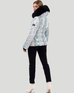 Printed Après-Ski Jacket With Detachable Toscana Shearling Lamb Hood Trim