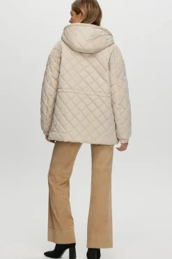 Quilted Fabric Zip Jacket With Hood