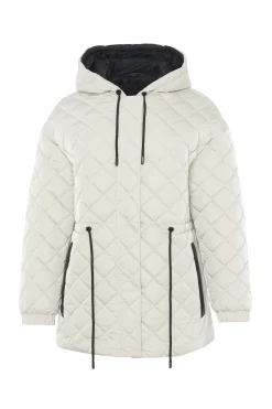 Quilted Fabric Zip Jacket With Hood