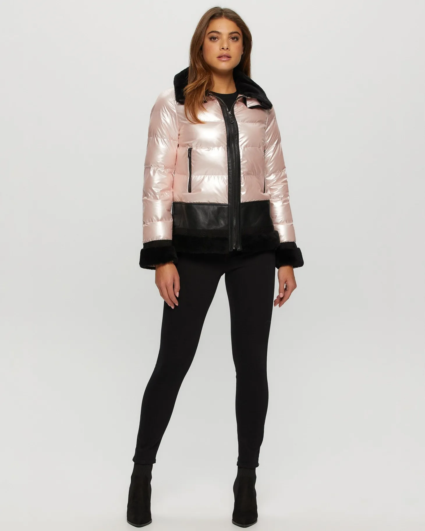 Quilted Jacket With Merino Shearling Lamb Trim