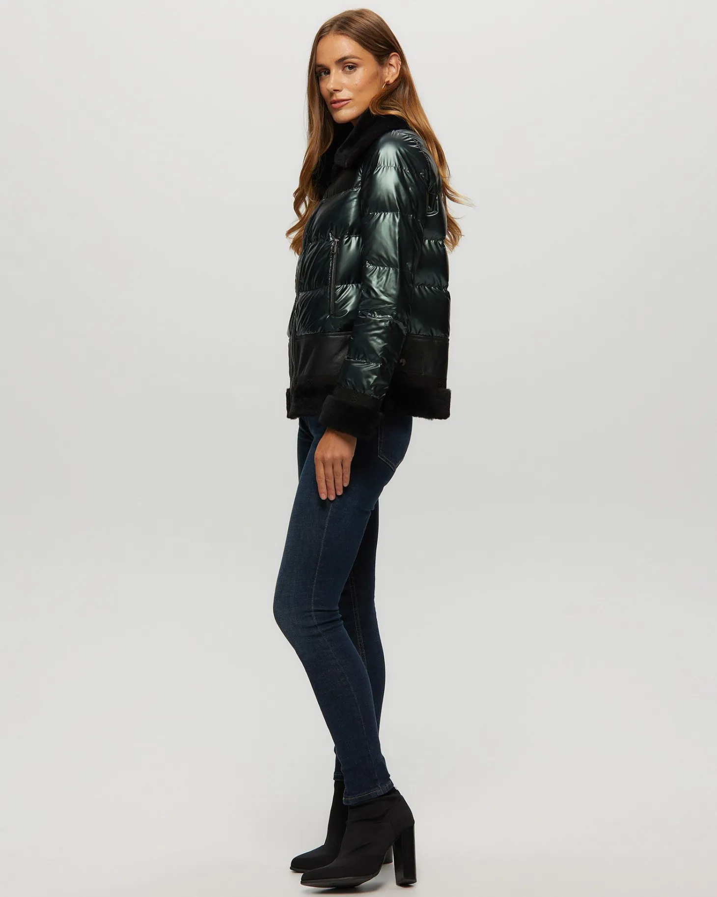 Quilted Jacket With Merino Shearling Lamb Trim