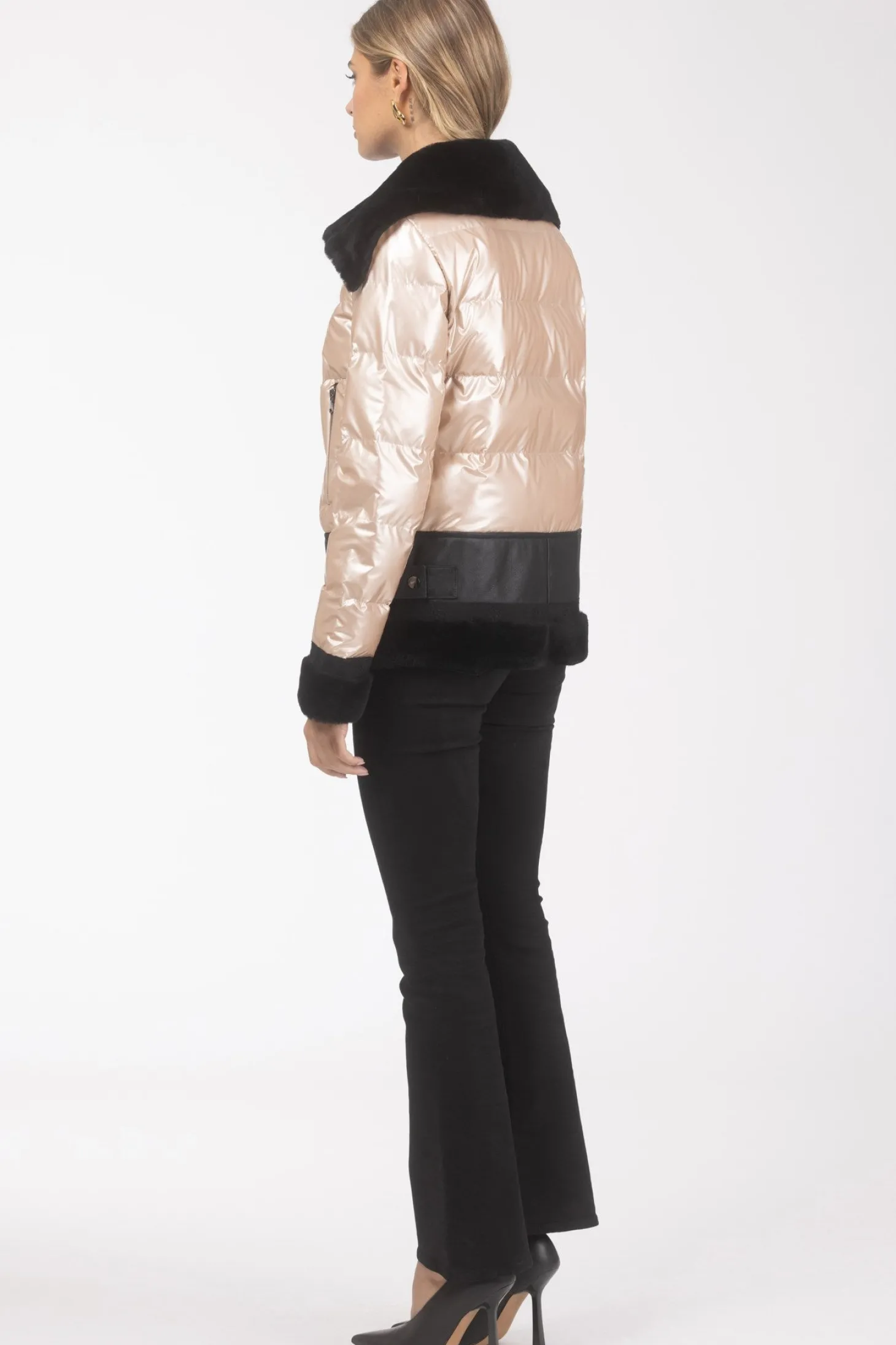 Quilted Jacket With Merino Shearling Lamb Trim