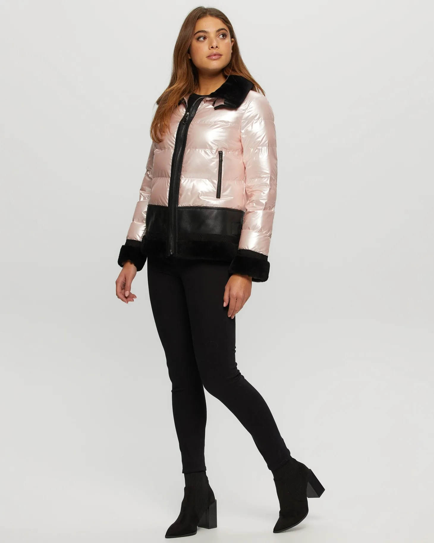 Quilted Jacket With Merino Shearling Lamb Trim