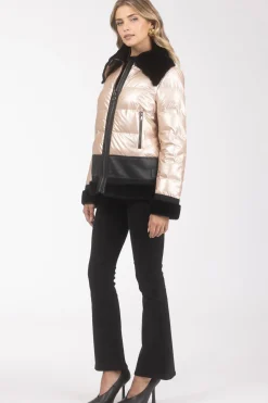 Quilted Jacket With Merino Shearling Lamb Trim