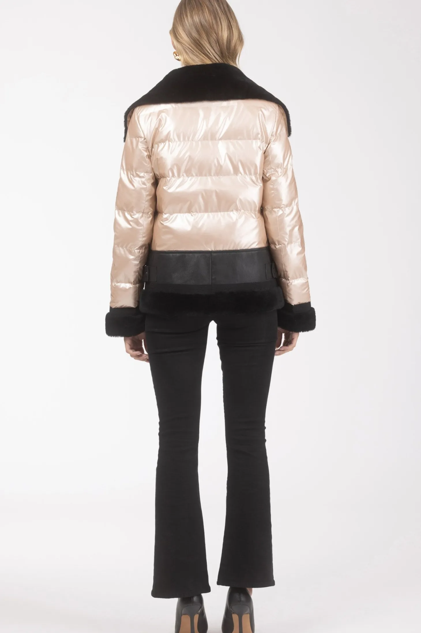 Quilted Jacket With Merino Shearling Lamb Trim