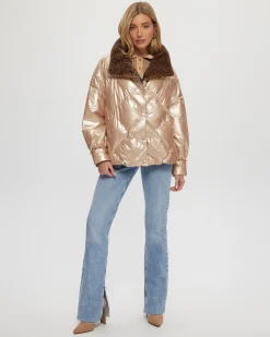 Quilted Jacket With Select Shearling Lamb Collar