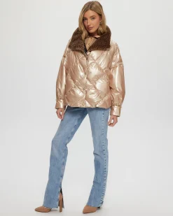 Quilted Jacket With Select Shearling Lamb Collar