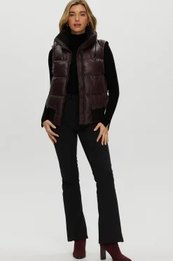 Quilted Leather Jacket With Detachable Fabric Sleeves