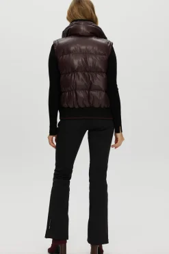 Quilted Leather Jacket With Detachable Fabric Sleeves