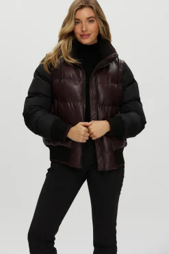 Quilted Leather Jacket With Detachable Fabric Sleeves