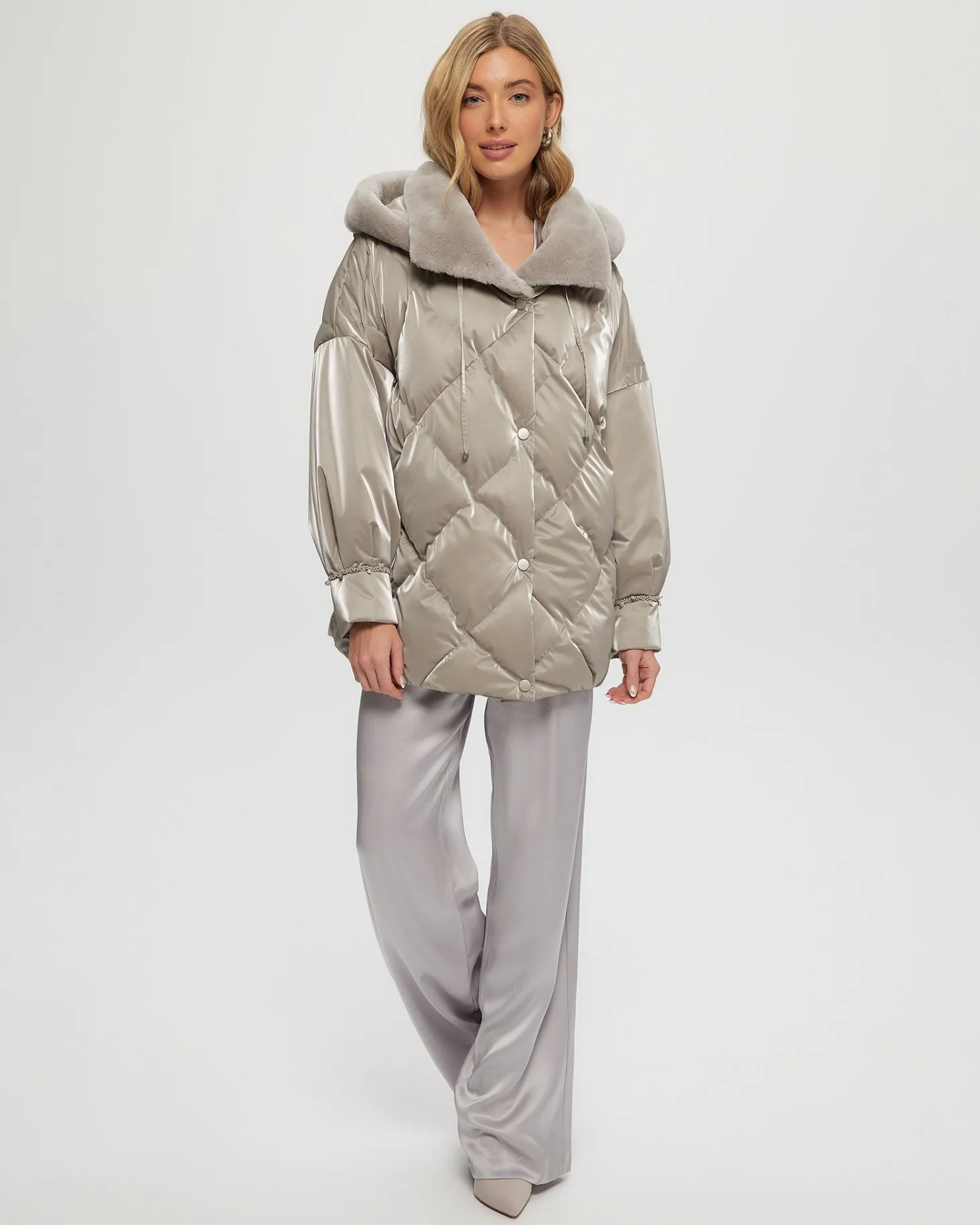 Quilted Parka With Select Shearling Lamb Hood Trim