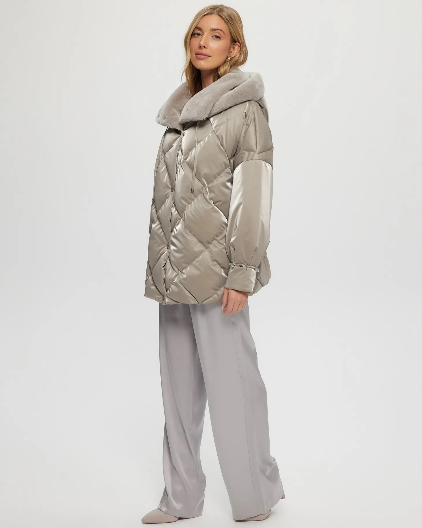 Quilted Parka With Select Shearling Lamb Hood Trim