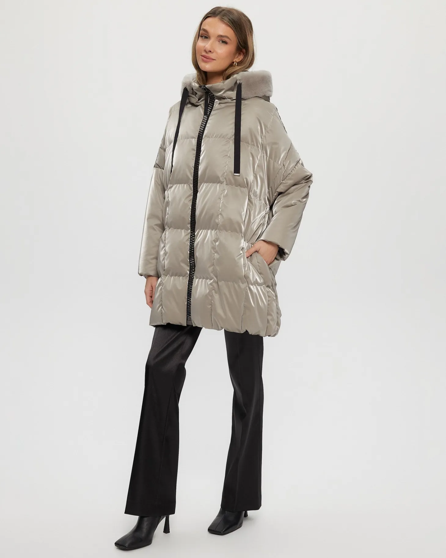 Quilted Parka With Select Shearling Lamb Hood Trim