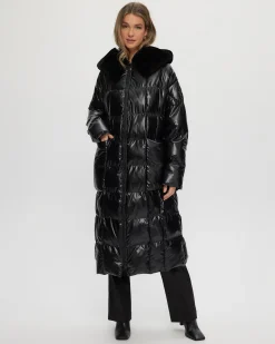QUILTED PARKA WITH SHEARLING LAMB HOOD TRIM