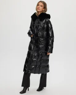 QUILTED PARKA WITH SHEARLING LAMB HOOD TRIM