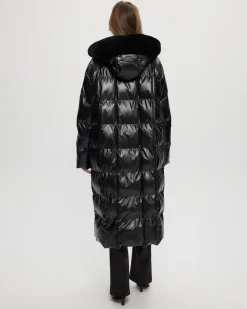 QUILTED PARKA WITH SHEARLING LAMB HOOD TRIM