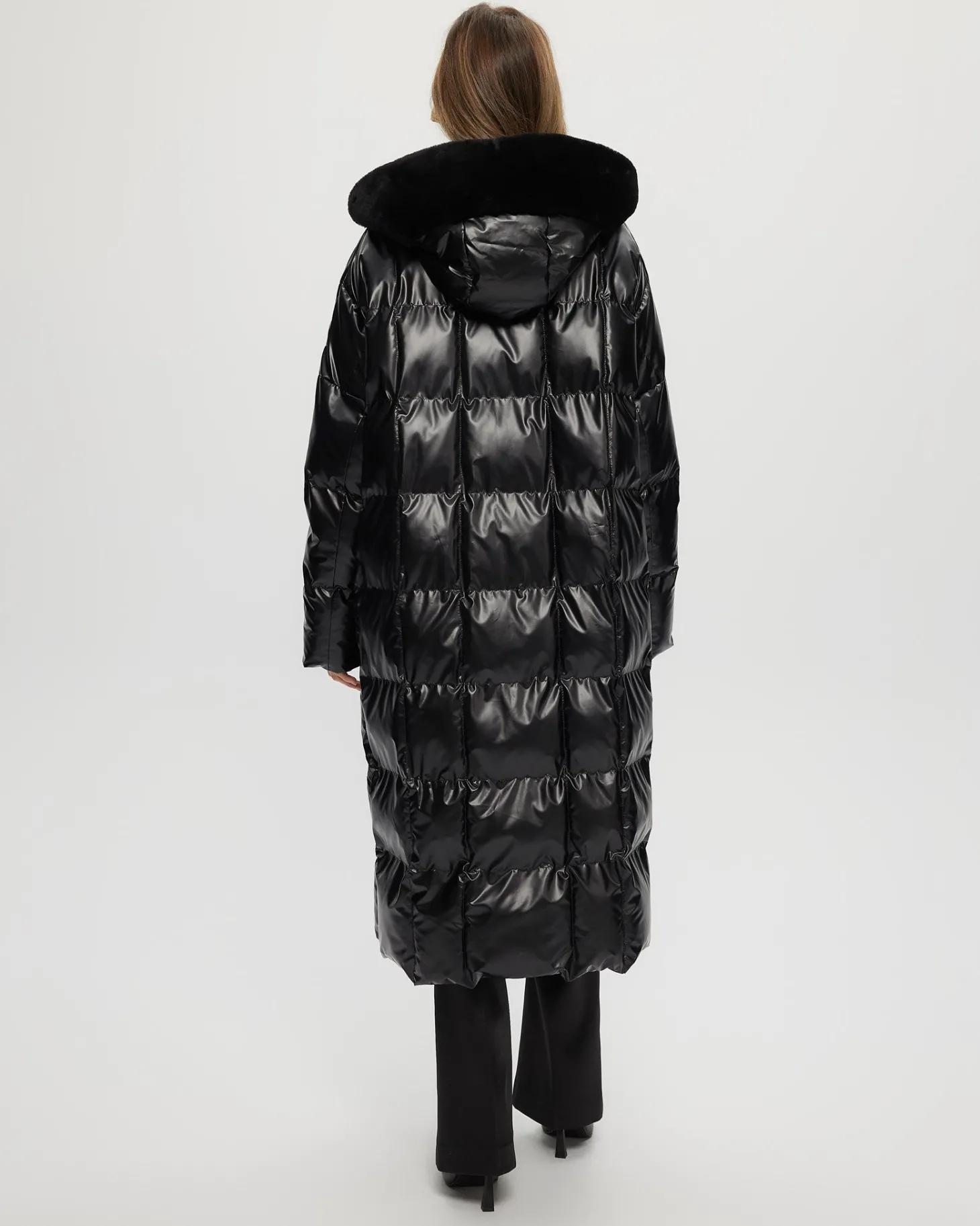 QUILTED PARKA WITH SHEARLING LAMB HOOD TRIM