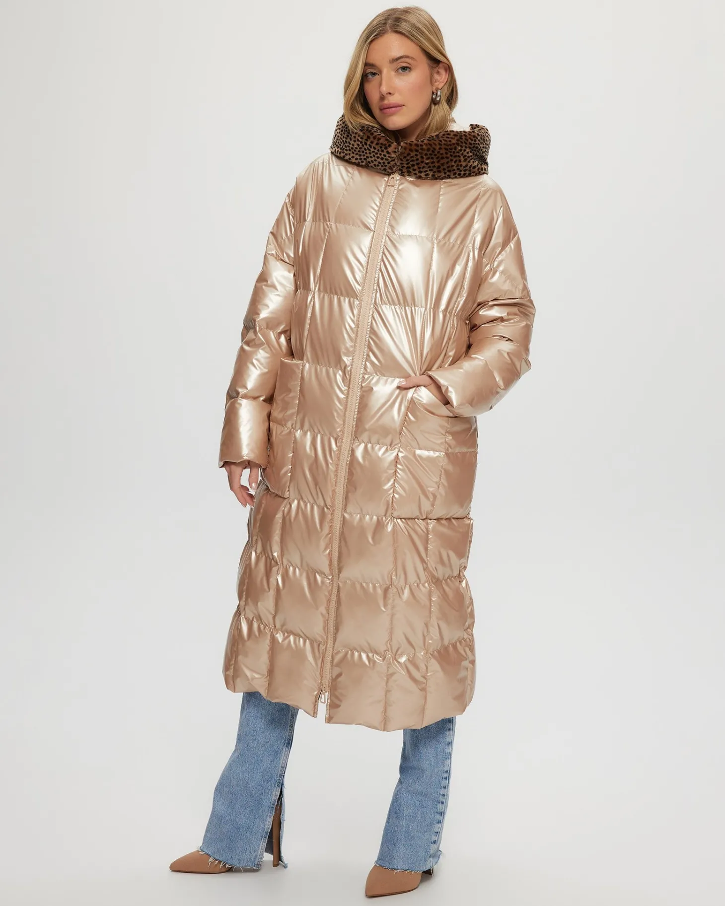 QUILTED PARKA WITH SHEARLING LAMB HOOD TRIM