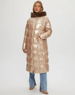QUILTED PARKA WITH SHEARLING LAMB HOOD TRIM