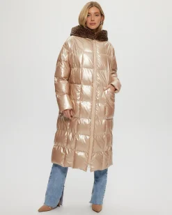 QUILTED PARKA WITH SHEARLING LAMB HOOD TRIM
