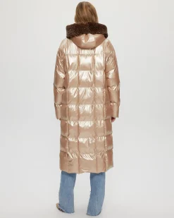 QUILTED PARKA WITH SHEARLING LAMB HOOD TRIM