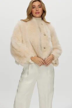 Reversible Collarless Toscana Shearling Lamb Jacket With 3/4 Sleeves